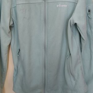 Columbia Light Blue Fleece Jacket Hand Embroidered